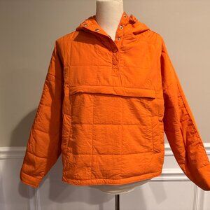 Orange Pull Over Jacket Puffy Water Resistant Packable Parka